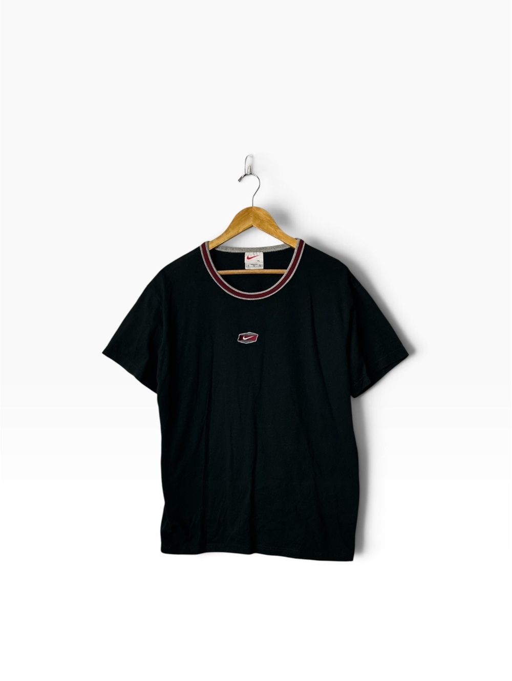 Nike XL Black T-Shirt with Red and grey Trim and Small Logo Patch